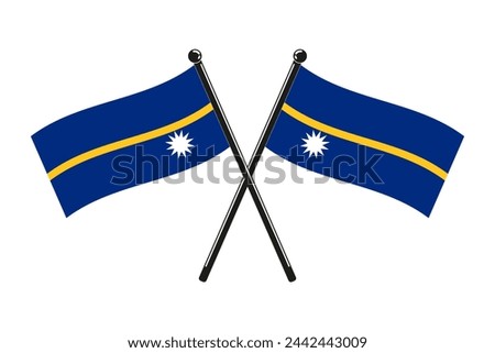 national flags of  Nauru crossed,  in the original colours on the sticks