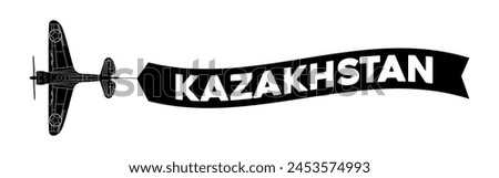 Kazakhstan advertisement banner is attached to the plane