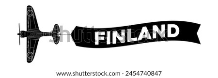 Finland advertisement banner is attached to the plane
