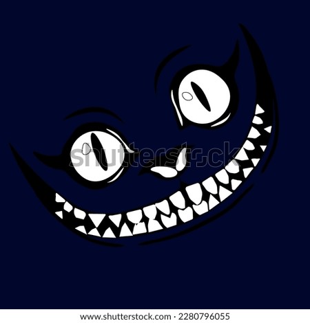 cheshire cat smile on blue background