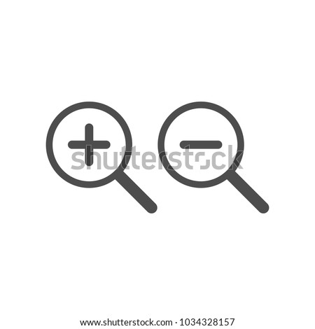 Zoom In and Zoom Out Icons. Vector illustration. Magnifying search icon. Flat trendy design.