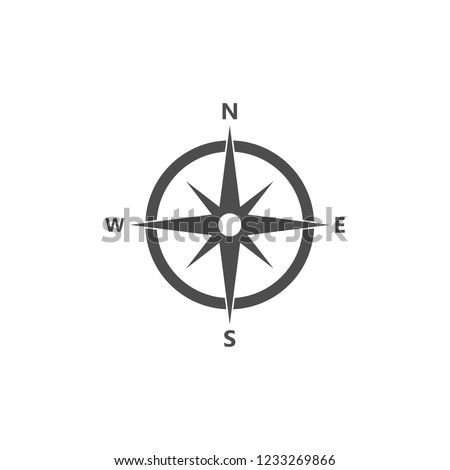 Compass, compass rose, magnetic compass navigation icon
