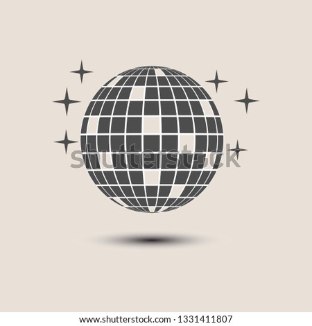 Disco ball party icon. Vector illustration, flat design.