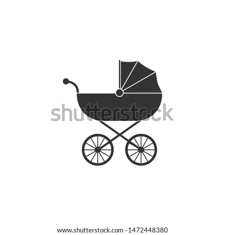 Baby, carriage, buggy, pram, stroller, wheel icon. Vector illustration, flat design.