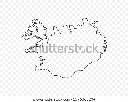 Iceland map on transparent background. Vector illustration.