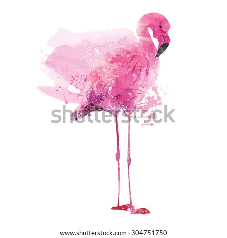watercolor flamingos
