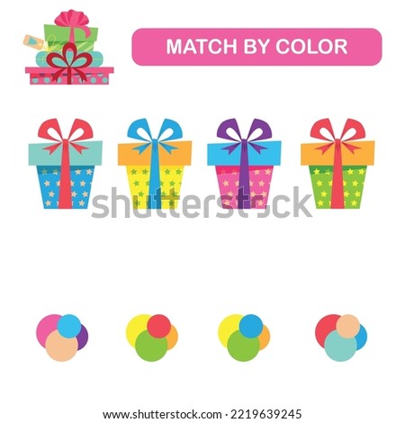 Educational children's game. Match the colors to the boxes. Child development
