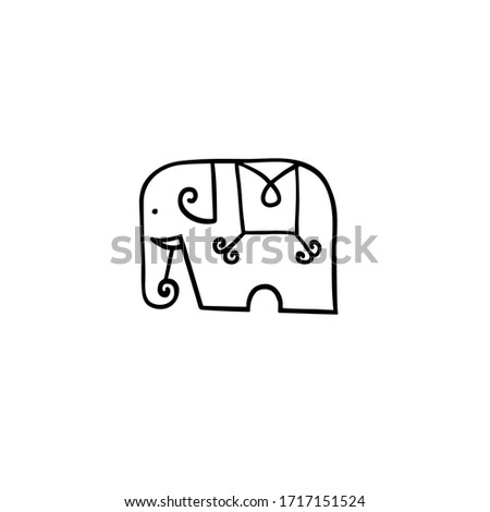 Vector logo of indian elephant in ethnic tribal geometric line style with ornaments. Can be used as drawing, sticker, icon, logotype, design template,