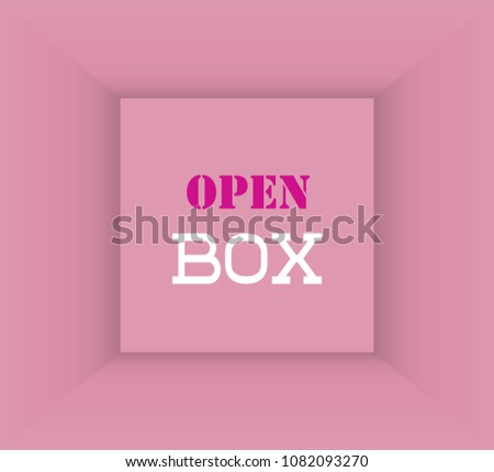 Box Top View. Inner Space of the Gift Box. Pink Empty Room Interior. Vector illustration