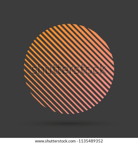 A circle formed from lines. Circle of orange lines in the shape of the sun on a black background. Vector illustration for design your website and print