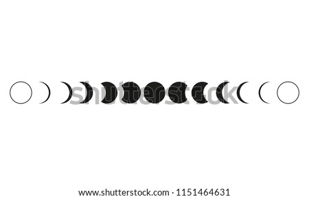 Moon phases astronomy icon set on white background. Vector Illustration