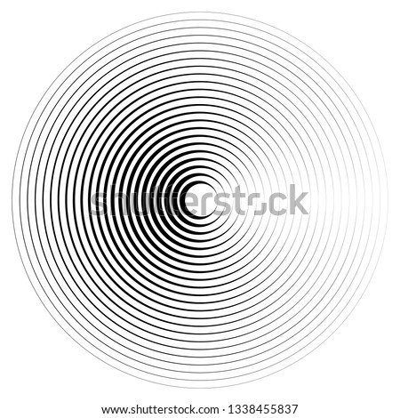 Radiating, concentric circles abstract monochrome vector graphic. Vector illustration for design your website and print