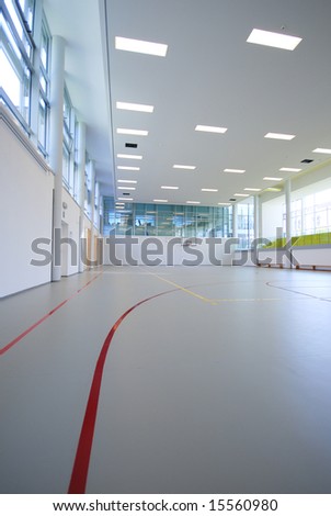 A perspective view of basketball indoor sport court