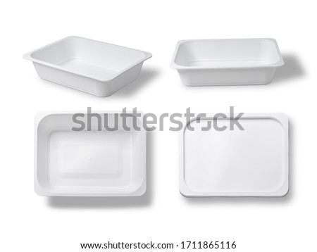 White plastic box for your design and logo, this can be used with a microwave oven. Mock Up. with clipping path