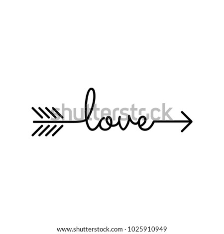 typography: word love starts an ends with arrow