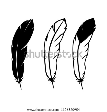 Vector Images, Illustrations and Cliparts: feathers set , black and