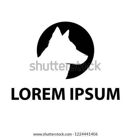working dog. negative space, logo template