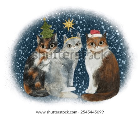 Image, Stock Photo Three Christmas caps