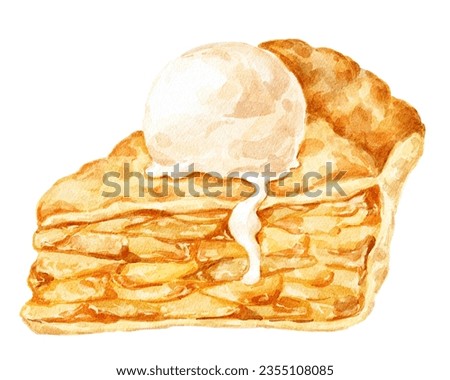 Similar – Image, Stock Photo Apple pie with ice cream and cup of coffee. Top view of apple tart slice