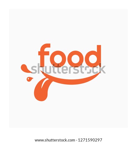 Food logo with smile. Label for food company. Grocery store logo. Vector illustration with smiling mouth.