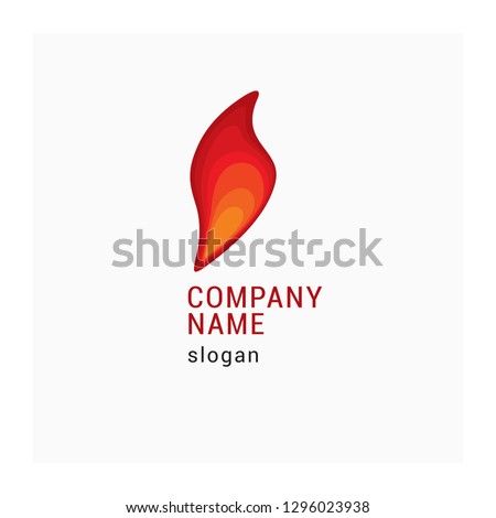 Logo company with fire. Icon flame for business. Company identity with red and yellow sign. Vector illustration of fiery symbol