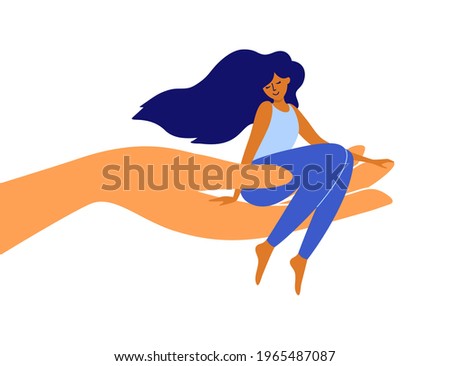 Similar – Image, Stock Photo Woman sitting at self storage floor