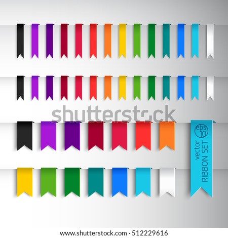 Mega collection of various colours ribbons and different style on grey background vector illustration