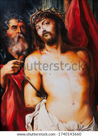 Christ in the crown of thorns. Canvas, oil.