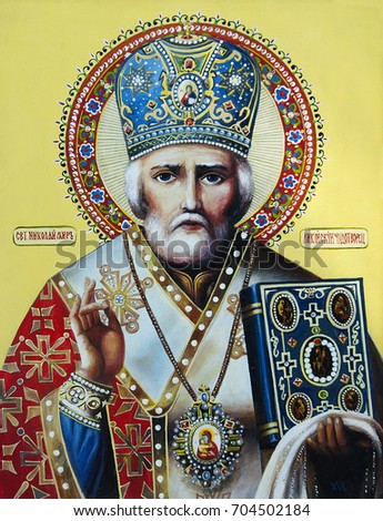 Orthodox icon Saint Nicholas. Oil painting, canvas.