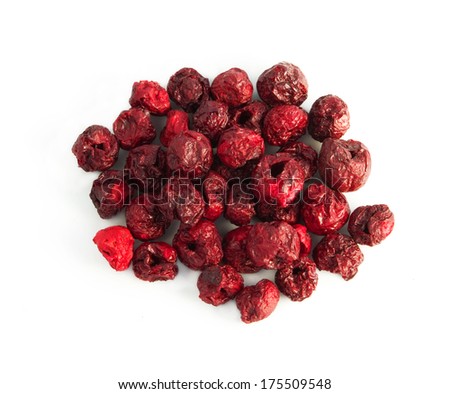 Freeze dried cherry  on a white background