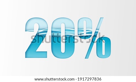 Paper cut 20% off sale promotion in summer. Discount Promotion of Summer. 20 Percent. 20% calligraphy. paper cut and craft style. vector, illustration.