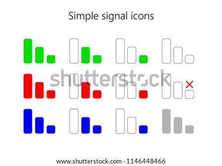 Simple signal strength indicator. Three step status icons + no signal icon.