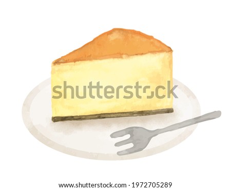 Watercolor vector illustration of cheesecake