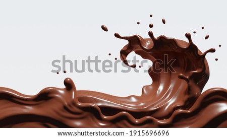 Chocolate splash isolated  with clipping path , 3D Rendering, 3D illustration