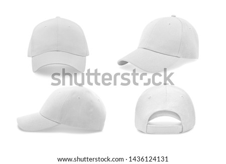 White baseball cap in four different angles views. Mock up. Foto stock © 