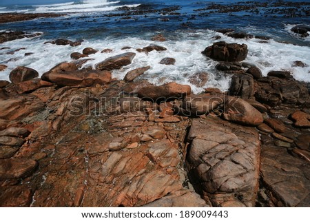 Surf on rocks on the Skeleton coast, Namaqualand, Northern Cape, South Africa