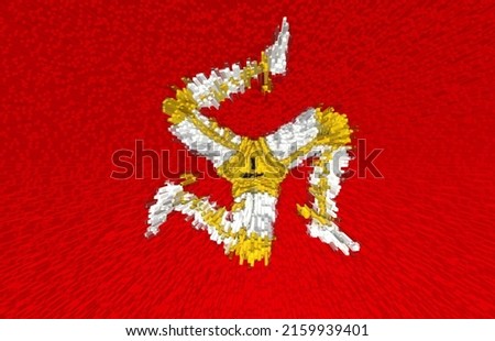 3d illustration of flag of Mann. The flag of the Isle of Man is red with three legs, known in Manx as ny tree cassyn. Stock fotó © 
