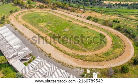Aerial view of the hippodrome of Tor di Valle in Rome, Italy. This stadium was an important horse racing venue and included a racetrack, a training track and right track. Now it's closed and abandoned Stock fotó © 