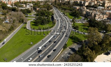 Similar – Image, Stock Photo Urban road junction in suburb area