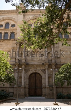 Similar – Image, Stock Photo Malaga, Spain. Facade Wall Of Bell Tower Of The Cathedral Of The Incarnation. Famous Landmark