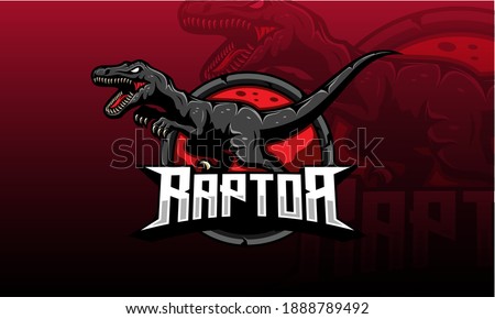 Dinosaur mascot vector. Dino raptors roar sport logo Stockfoto © 