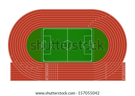 Top View Of Running Track And Soccer Field On White Background - Vector ...