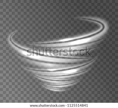 Abstract vortex tornado on transparent background. Isolated effect of whirlwind, hurricane, storm twister and blizzard funnel. Vector element
