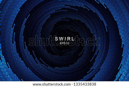 Abstract swirl trail or tunnel. Rotating sparkling background. Vector effect of acceleration, speed, motion and depth