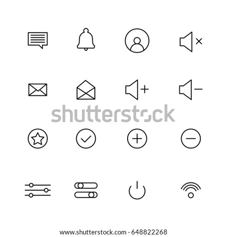 Set of editable notifications icons. Icons in line design for mobile or web interfaces