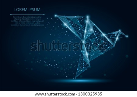 Abstract image of a origami paper bird consisting of points, lines, and shapes. Vector business illustration. Space poly, stars and universe