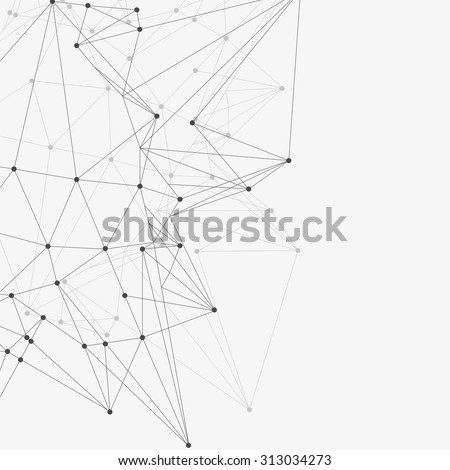 Abstract triangles space low poly. White background with connecting dots and lines. Light connection structure. Polygonal vector background. Futuristic HUD.