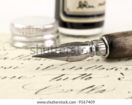 Old pen and beautiful retro calligraphy.