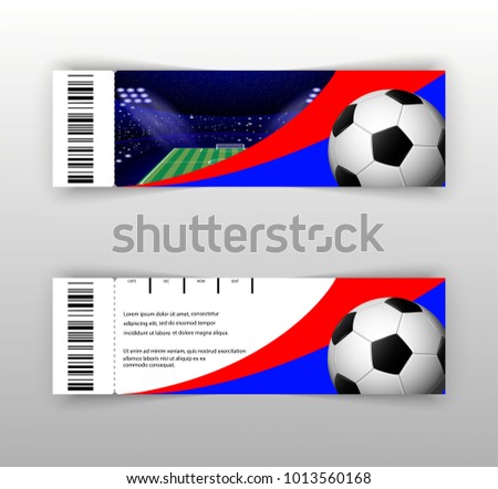 UEFA EURO 2024 vector football ticket layout template set with barcode. Front, back flyer side isolated on gray. Copa America 2024 football editable promotion  for web, print. Soccer world sport event