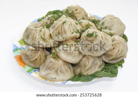 Traditional Mongolian and Buryat dishes Buuza. Made with minced meat and then steamed.